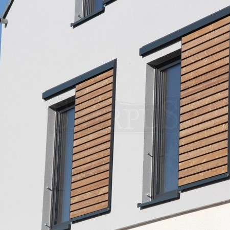 SKIRPUS horizontal outdoor wooden sliding shutters Model 1