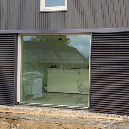 SKIRPUS outdoor (exterior) motorized wooden sliding shutters Model 4