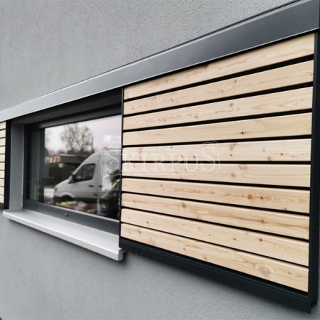 SKIRPUS outdoor  wooden sliding shutters with Siberian larch lamellas