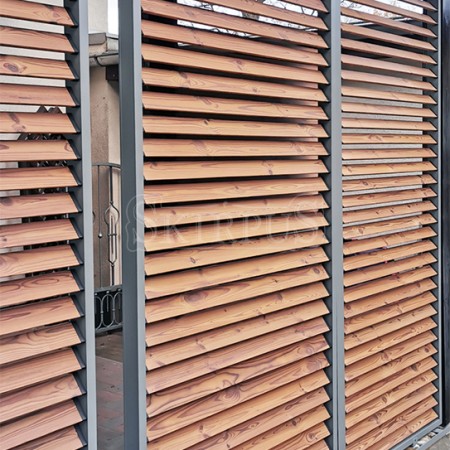 SKIRPUS outdoor  wooden sliding shutters with movable lamellas