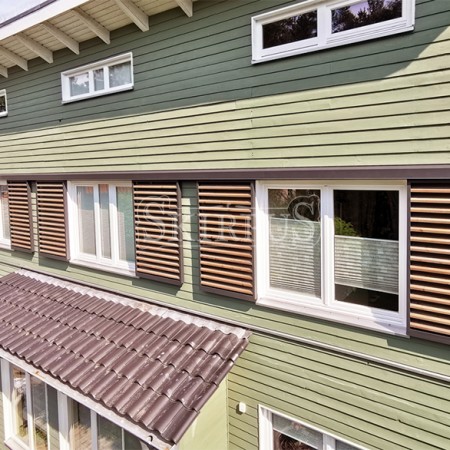 SKIRPUS outdoor exterior wooden sliding shutters, Model 5, Moisburg (Germany) 