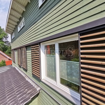 SKIRPUS outdoor exterior wooden sliding shutters, Model 5, Moisburg (Germany) 