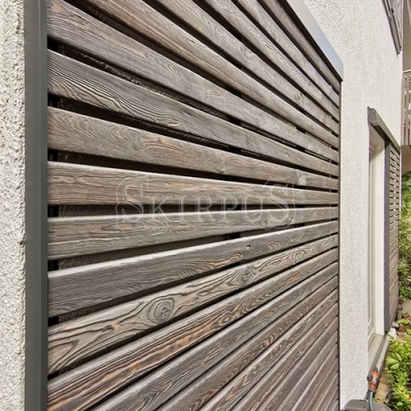 SKIRPUS sliding shutters with burnt (Yakisugi, Sugi Ban) wooden louvers , Munich (Germany) 
