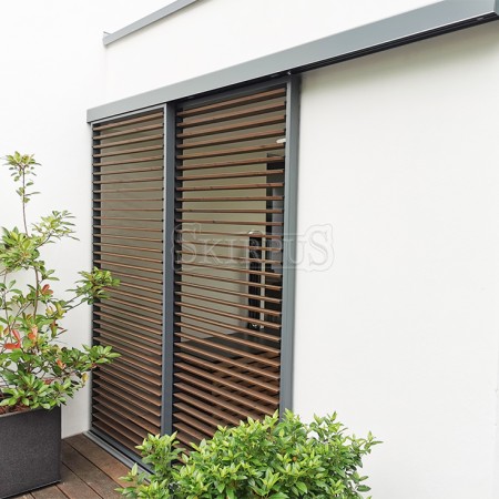 SKIRPUS outdoor exterior wooden sliding shutters, Model 4, Dusseldorf (Germany) 